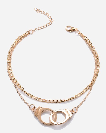1pc Fashion Multilayer Foot Chain Handcuffs Pattern Anklet