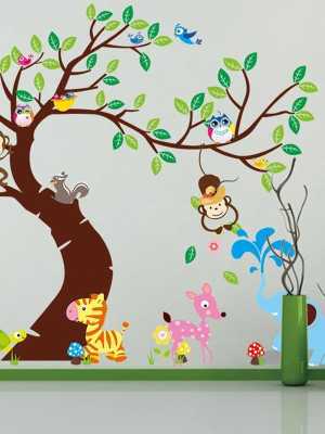 Hot Selling Diy Monkey Wall Sticker Original Animal Wall Arts For Kids Room Tree Wall Decal Baby Room Home Decoration