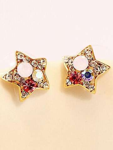 New Fashion Shine Hollow Star Shape Diamond Ear Stud Earrings