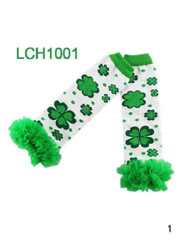 Fashion Lovely Children's  Printing Green Mesh Lace Halloween Christmas Stocking Leg Warmers
