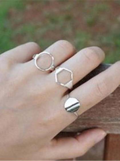 New Fashion Street Wear Punk Metal Silver Rings(3 Pieces)