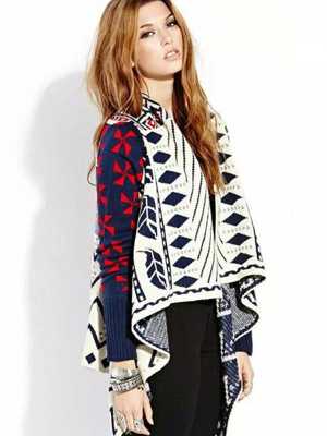 Fashion Women's Retro Long Sleeve Cardigan Asymmetrical Hem Loose Knitted Shawls Coat Sweater