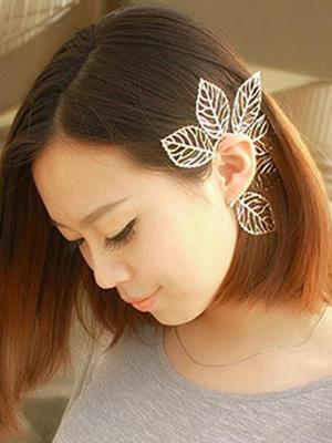 Women's Fashion New  Personality Punk Style Hollow Leaves Ear Clip  Ear Stud Earrings