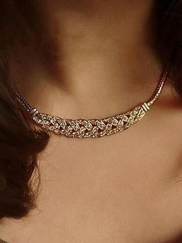 New Fashion Diamond Hollow Leaves Chain Pendant Necklace Jewelry Accessories