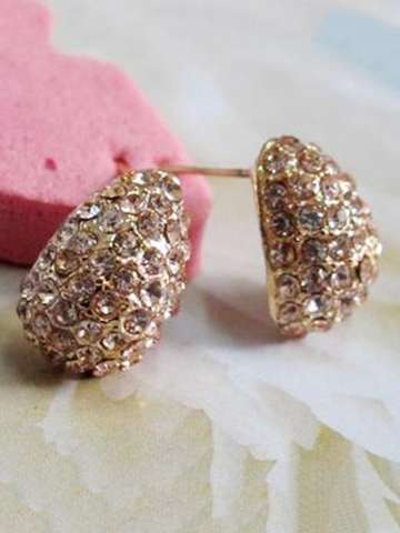 Women's Fashion New Gold Diamond Water Drop Ear Stud Earrings