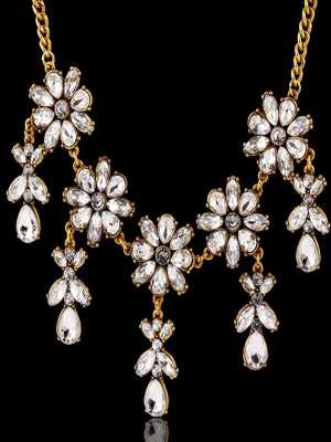 New Elegant Rhinestone Crystal Flowers Chain Pendant Necklace Jewelry Accessories