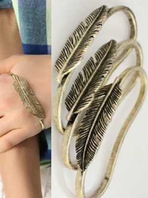 Fashion  New  Personality Retro Wide Leaf Shape Design Palm Bracelet