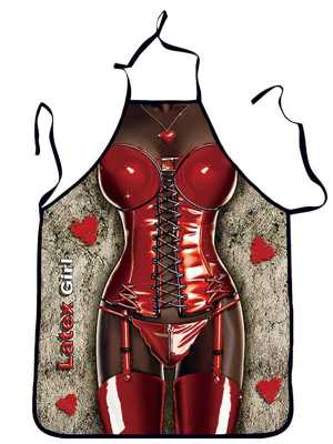 Sexy Latex Girl Theme Printing Theme Apron Creative Cooking Aprons Costume Gifts