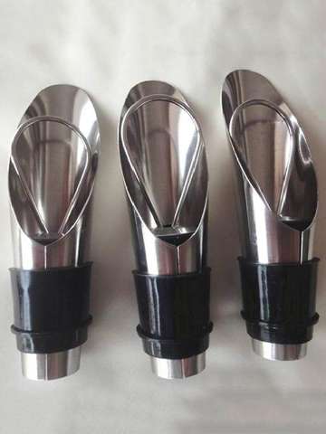 Stainless Steel Liquor Pourer Free Flow Wine Bottle With Stopper Set