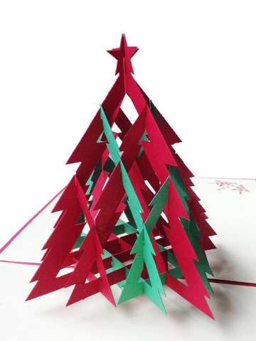 Christmas Gift Creative 3D Tree Pattern Greeting Cards Handmade Paper-cut Engraving Postcards 150mm*150mm