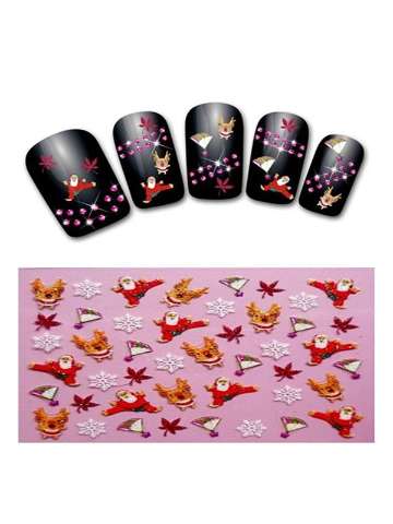 New Nail Art Stickers Decal Christmas Santa Claus / Parachute / Leaf / Snowflake Design 3D Nail Sticker French Manicure DIY Tools