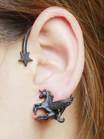 Women's Fashion Jewelry Punk Club Style Horse Shape Ear Clip Ear Stud Earrings