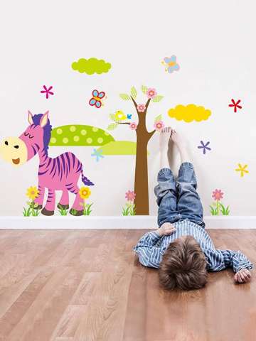 Cartoon Animal Forest Wall Stickers decals for Nursery and kids room Home decor 3d Wall Stickers For Kids Room home decorations