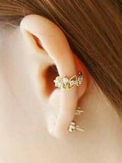 New Personality Diamond Rabbit Ear Clip Ear Stud Earrings