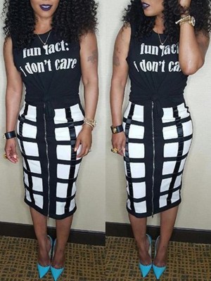 Sexy Women's 2pcs Suit Bodycon Dress Sleeveless Slim Fit Crop Top Zipper Skirt Casual Dresses