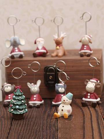 Christmas Tree Snowman Cute Animal Table Place Card Picture Memo Photo Clip Holder Decoration