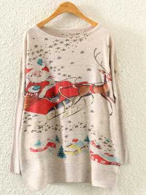 Women's Elements Character Print Thin Sweaters Loose Casual Pullovers Longsleeve Knitwear