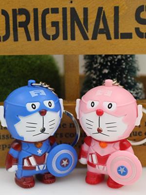 Doraemon Captain America LED Luminous Vocal Key Chains Pendants Key Rings