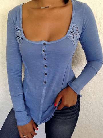 2015 Autumn Women Long Sleeve T Shirt Button Down Tops Slim fit