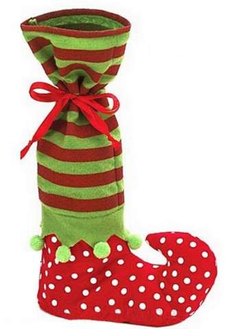 Christmas Decoration Satin Wine Bottle Bag Elf Foot Polka Dot Christmas Socks Stocking Holiday Gift Giving Candy Bag