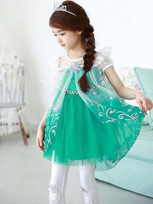 Fashion Cute Frozen Elsa Anna Baby Girls  Dress Europe Mesh 75% Cotton Dress  Princess Tutu Costume Dress Kids Costume