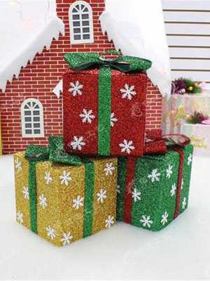 Foldable Snow Printed Christmas Gift Box Three-dimensional Quartet Gift Packs(30cm)