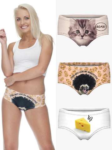 Sexy Women's Low-waist Cute Animal Panties Briefs Underwear Digital Printing 3D Panties Seamless