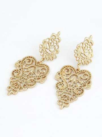 Fashion Jewelry Retro Vintage Alloy Hollow-out Flower Pattern Magic Lamp Shaped Earrings