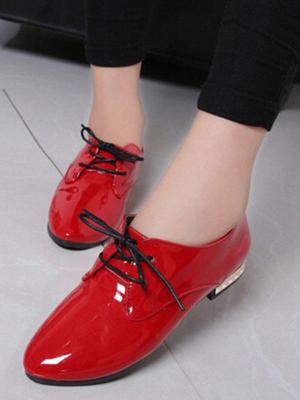 Women's Autumn Elegant Stylish PU Leather Basic OL Style Slip Flat Pointed Toe Flats Shoes