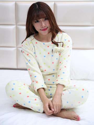 Adult Pajamas Flannel Pijama Feminino Winter Cartoon Pyjamas Women Thicken Round Neck Adult Hedging Pajamas