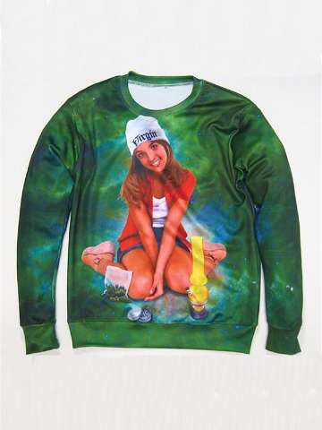 Women's Fashion 3D Beauty Lady Print Warm Outwear Sweatshirt Pullovers Hoodies