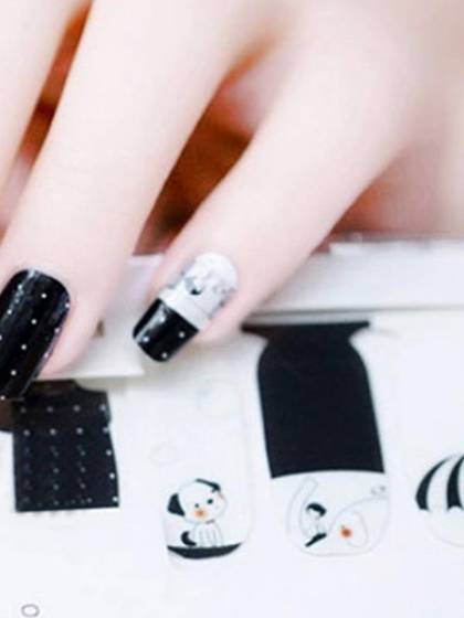 Women's Windmill And Dog Pattern DIY Sticker Nail Art Decals Nails Wraps Nail Tools Manicure