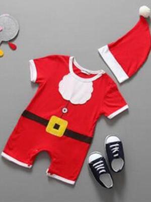 Christmas One-piece New Born Baby Cotton Sleepwear Outfit Homewear Clothing With Hat Warm Pajamas