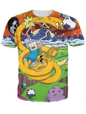 New Fashion Unisex Short Sleeve T Shirt Cartoon Character Print Tees Casual Slim Fit Tops