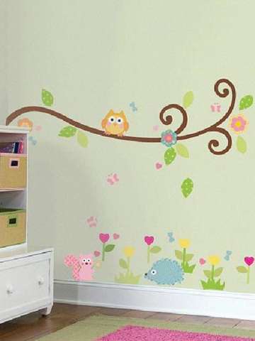 Owls Wall Stickers For Kids Room Home Decor Cartoon Wall Decal Animal Mural Art Tree