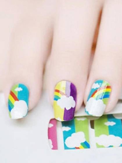 Women's Rainbow Cloud Pattern DIY Sticker Nail Art Decals Nails Wraps Nail Tools Manicure