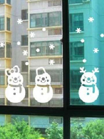 New Year Fashion Diy Window Romantic Wall Decor Sale Cute Snowman Wall Sticker Winter Shop Showcase Home Decoration