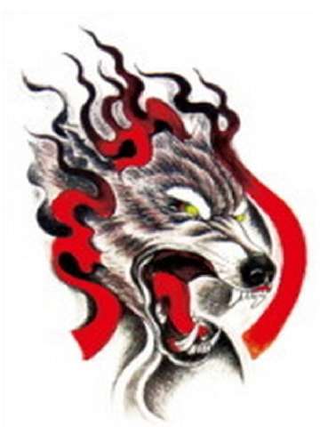 Halloween Wolf Fire  Pattern Waterproof Tattoo Stickers  Decals Temporary Tattoo