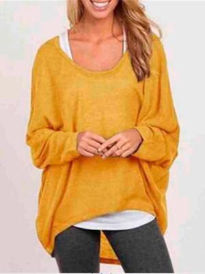 Fall Fashion Women's Long Sleeve Solid Color Woolen Sweater Plus Size Casual Tops Loose T-shirt Pullovers
