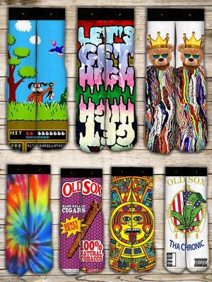 Harajuku Unisex Cute Cartoon Design Digital Print Stockings Stereo Printing Socks Terry Socks Thermal Transfer Street Basketball Tie-dye Stockings