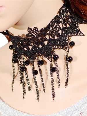 New Fashion Sexy Lace Leaves Pattern Tassel Pendant Necklace Clavicle Necklace Jewelry Accessories