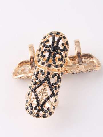 New Hot  Fashion Punk Full Rhinestone Crystal Scroll Joint Knuckle Finger Ring