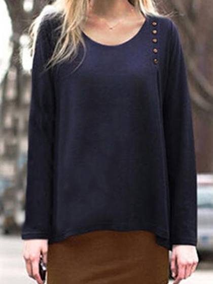 Women's Autumn New Fashion Casual Loose Long Sleeve Cotton Long Top T Shirt Dress