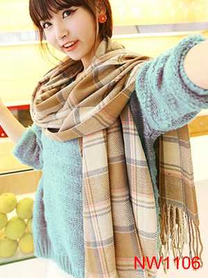 New High Quality Fashion Women's Autumn Winter Soft Long Tassels Checked Warm Brown Scarves Shawl