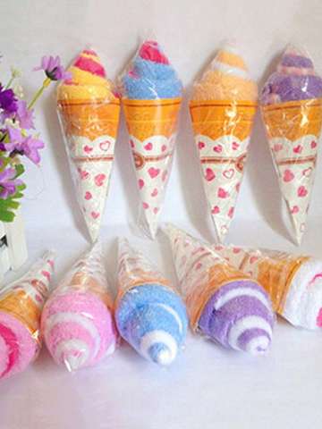 Double Color Ice-cream Shaped Cake Towel Favor Gifts Wedding Gifts Baby Shower Towel Birthday Gift