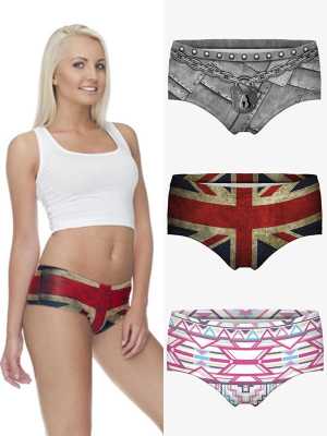 Sexy Women's Low-waist Panties Briefs Underwear Digital Printing 3D Panties Seamless