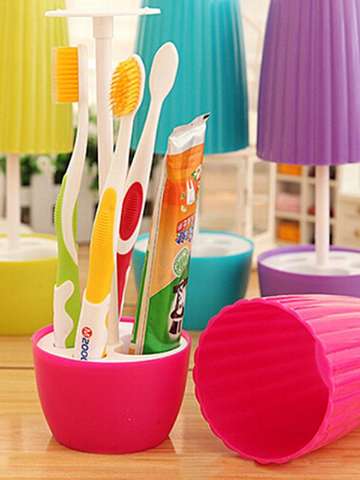 Potted Plant Shape Toothbrush Shaver Razor Holder Seat Rack+Washing Cup Set