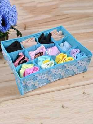 HOT SALES Non-Woven Fabric Folding Printing 12 Grid Storage Box For Bra,Underwear,Socks For 32*23*10.5CM No Cover
