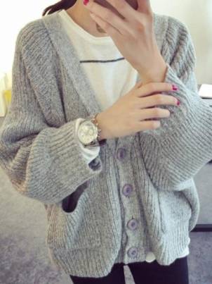 New Korean Cardigan Loose Long Sleeves Knitwear Fastener Batwing Sleeve Sweater Fashion Coat Cardigan