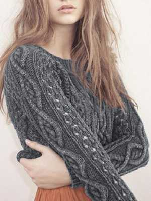 2015 Autumn Winter Women Dim Grey Crop Open Knit Sweater Cropped Sweaters Knit Pullovers